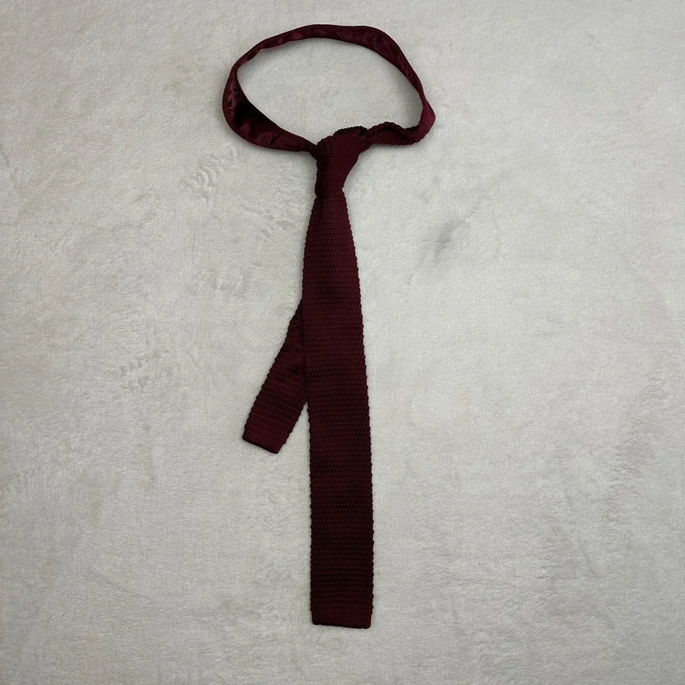 Giovanni‎ Rossi Knit Tie Burgundy Microfiber Kids Necktie